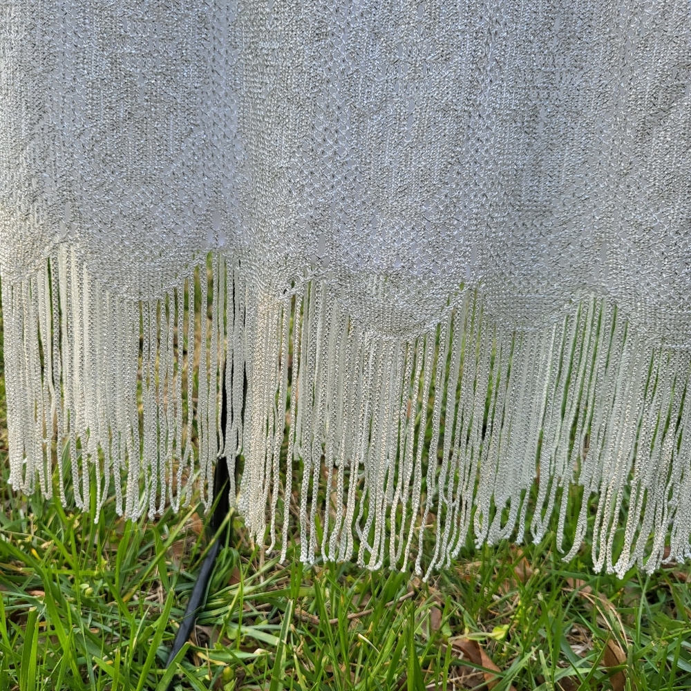 White Lace Fringe Slip Dress - Women's Summer Maxi - Picture 3 of 7